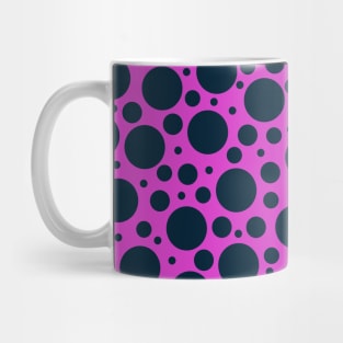 Random Polka Dots - Black on Hot Pink Mug